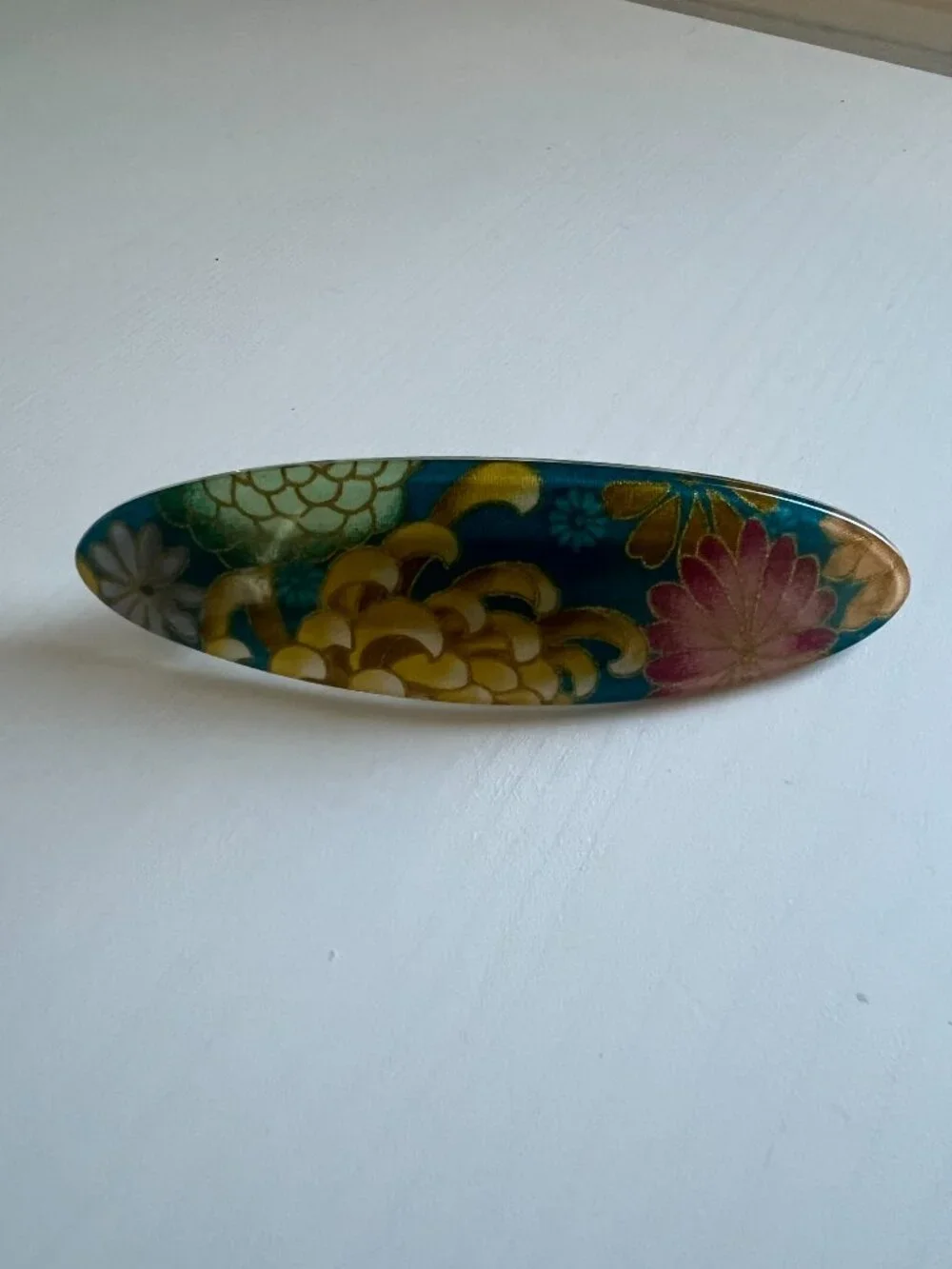 France Luxe handmade turquoise blue floral barrette